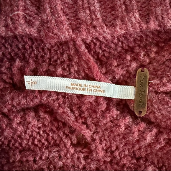Free People Knit Mini Sweater Dress — Size Small • Cable Knit • Berry Wine - Picture 5 of 9